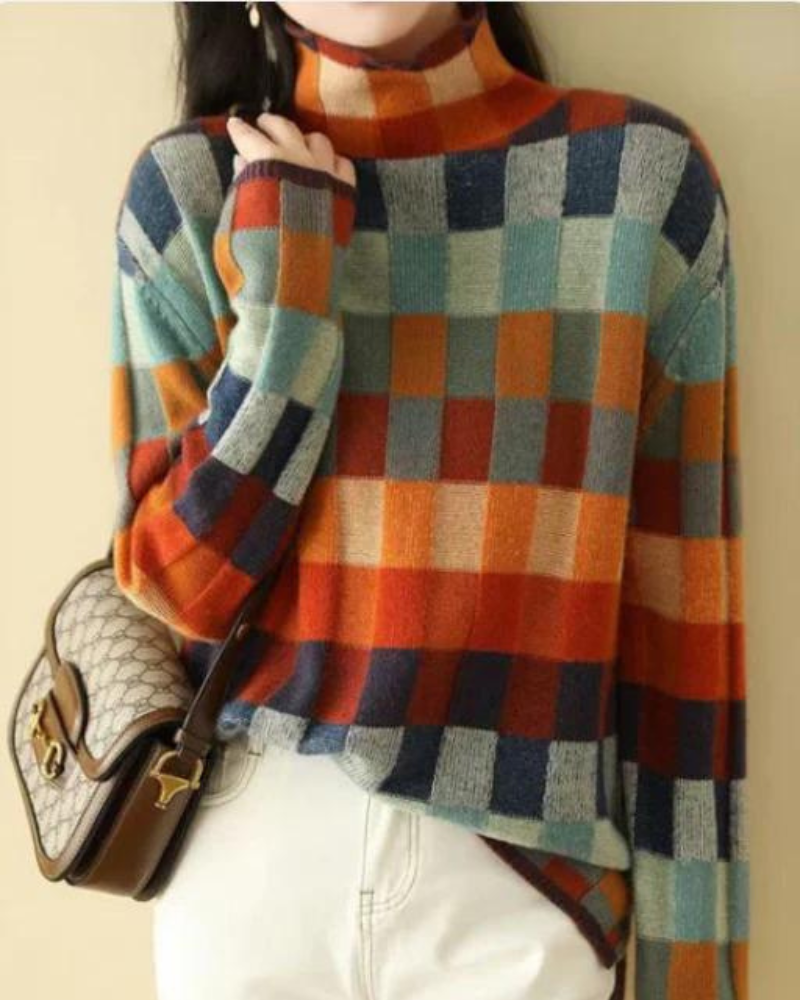 Madi - Cashmere Luxe Patchwork Turtleneck