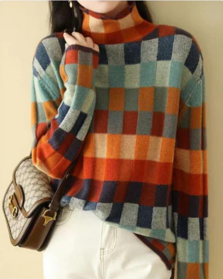 Madi - Cashmere Luxe Patchwork Turtleneck