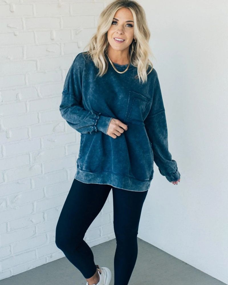 Ariel - French Terry Acid Wash Pullover