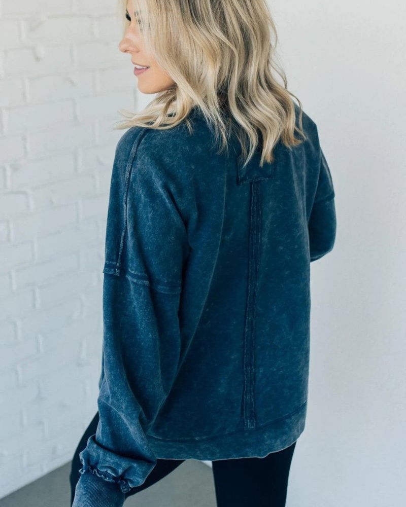 Ariel - French Terry Acid Wash Pullover