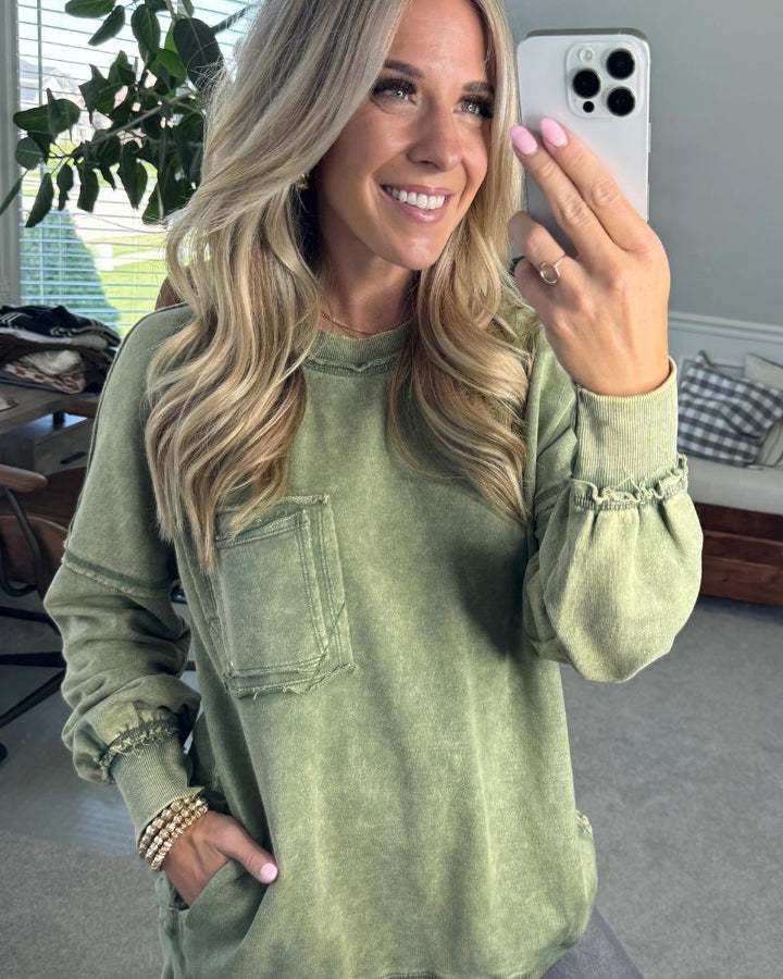 Ariel - French Terry Acid Wash Pullover