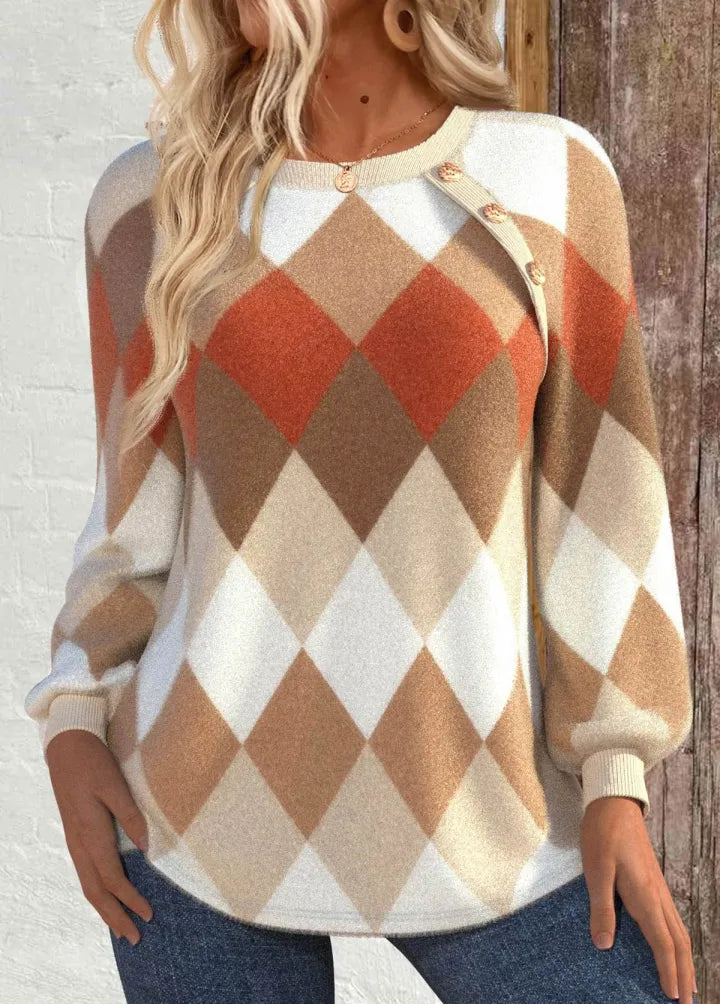 Alice | Checkered Knit with Button Detail