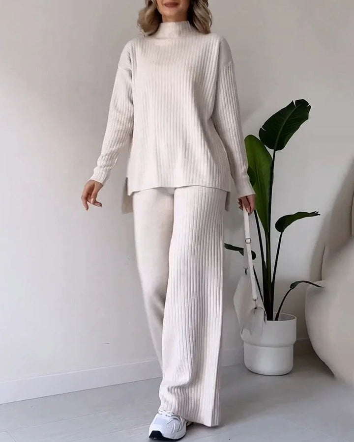 Zilas - Chic Slit Casual Two-Piece Set