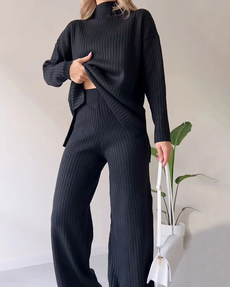 Zilas - Chic Slit Casual Two-Piece Set