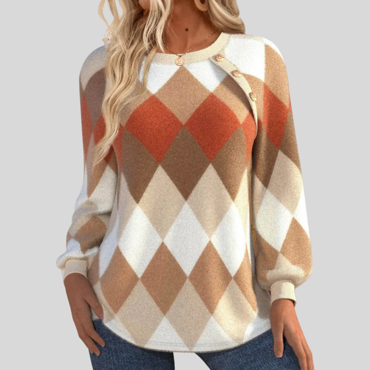 Alice | Checkered Knit with Button Detail
