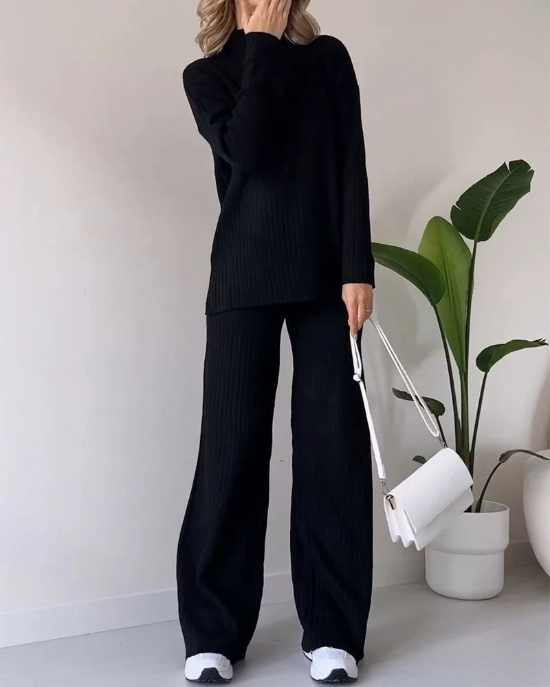 Zilas - Chic Slit Casual Two-Piece Set