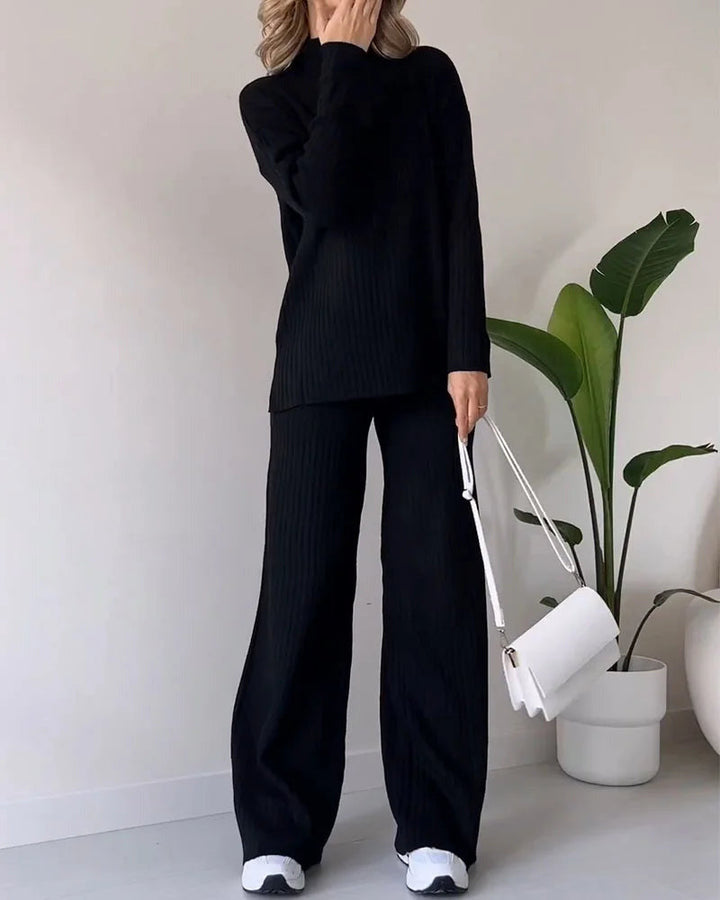 Zilas - Chic Slit Casual Two-Piece Set