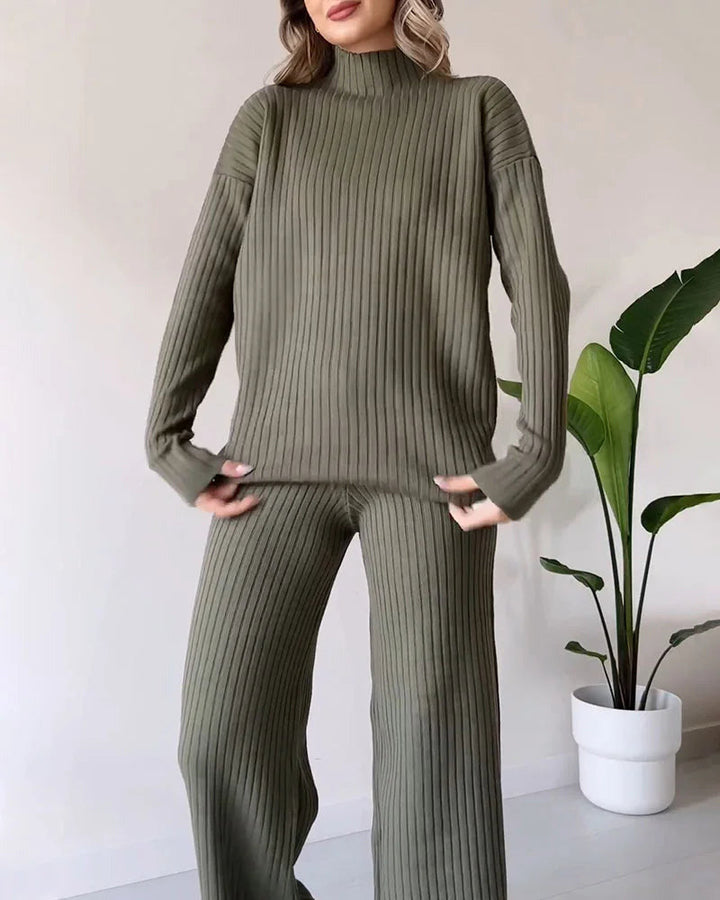 Zilas - Chic Slit Casual Two-Piece Set