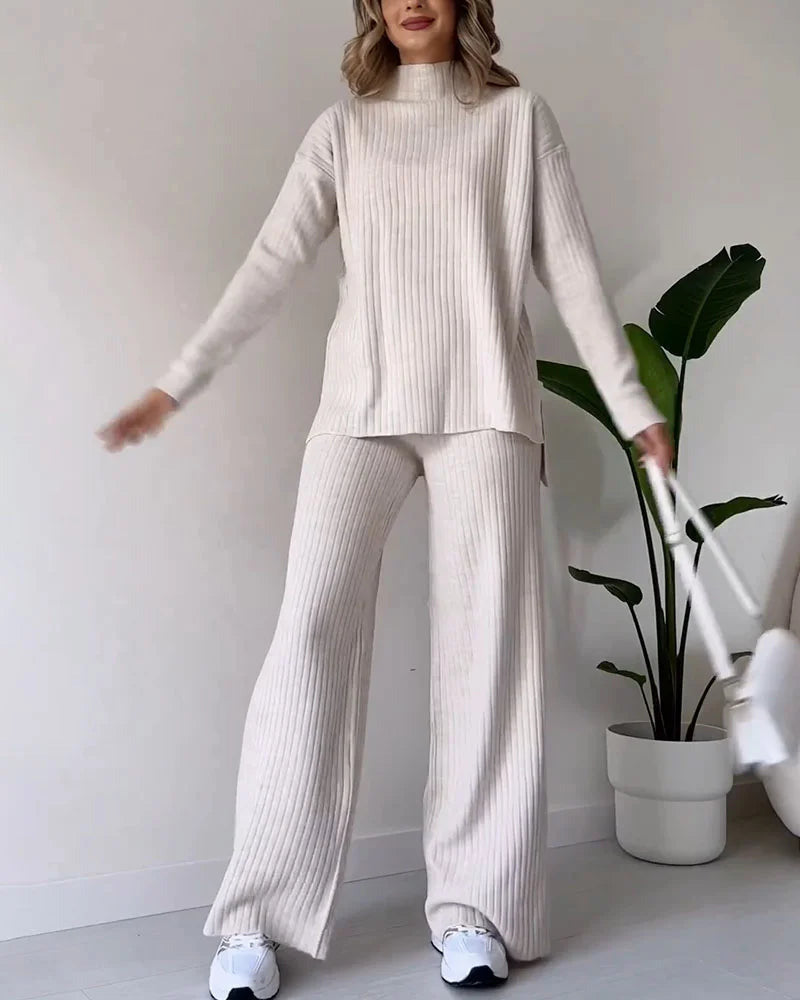 Zilas - Chic Slit Casual Two-Piece Set